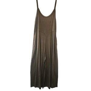 Anrabess Womens Wide Leg Jumpsuit Olive Green Adjustable Straps XL NWT